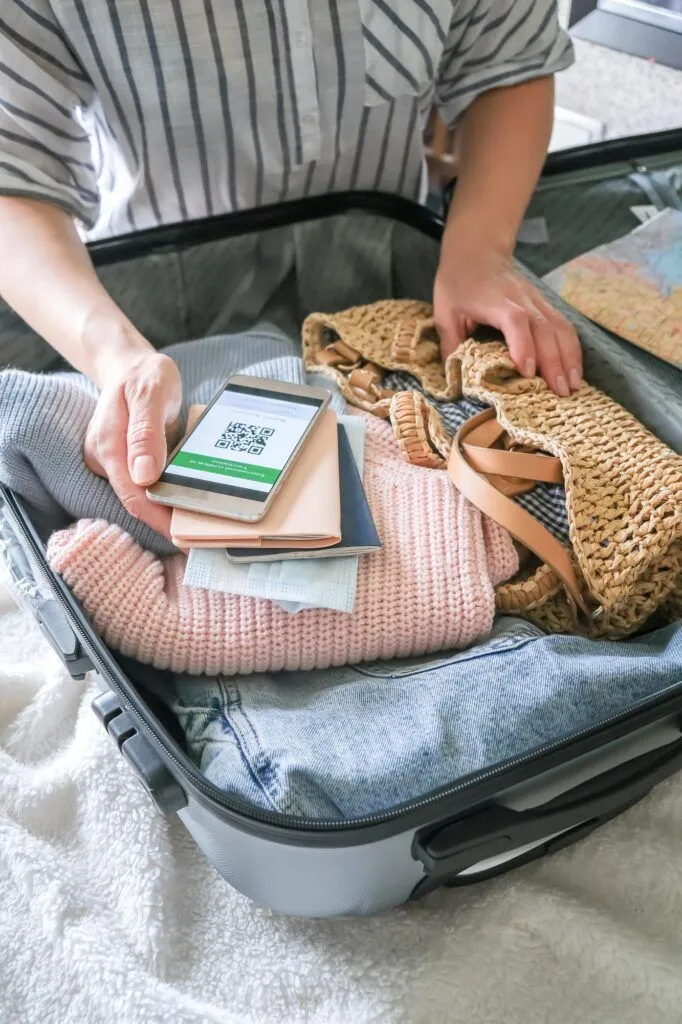 Travel. Online travel plans with Covid passport and Covid test. Traveling after quarantine, lockdown