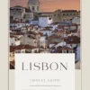 lisbon travel guide Lisbon cityscape at sunset, travel guide cover.